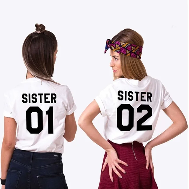

Sugarbaby Sister 01 Sister 02 White Tumblr T shirt Bff Summer T shirt Best Gift For Friends Short Sleeve Bff Clothing Dropship