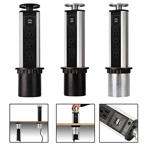 3 штепсельная вилка США 2 USB розетки Электрический выдвижной выход питания