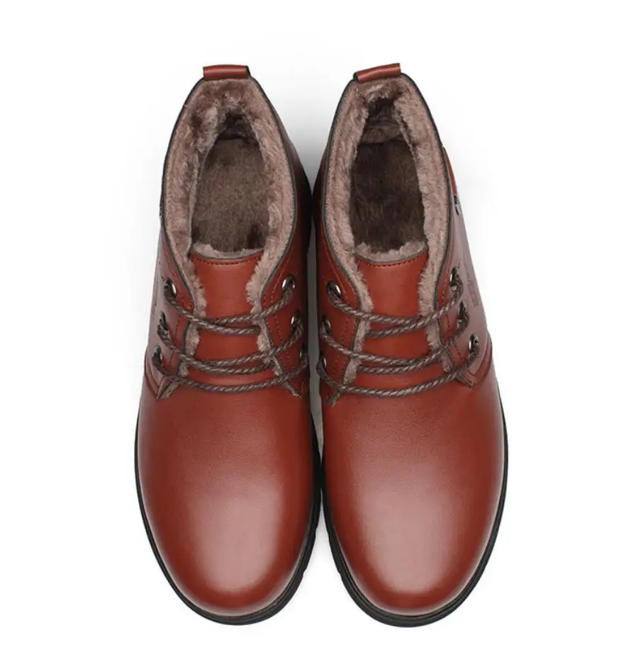 Botas hombre; ботинки «Челси»; Мужская зимняя защитная обувь; черные кожаные ботинки; Мужская обувь; теплые плюшевые зимние ботинки на меху для мужчин