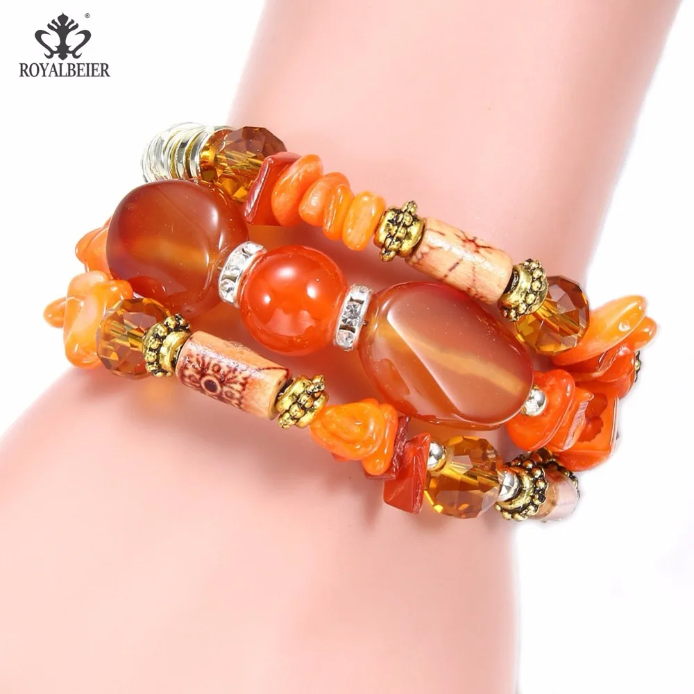 Многослойный браслет с бусинами из натурального камня в стиле ретро|Браслеты