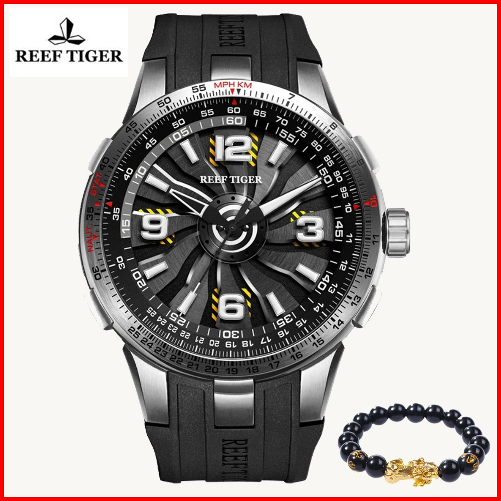 Мужские военные часы Reef Tiger/RT водонепроницаемые автоматические спортивные RGA3059 с