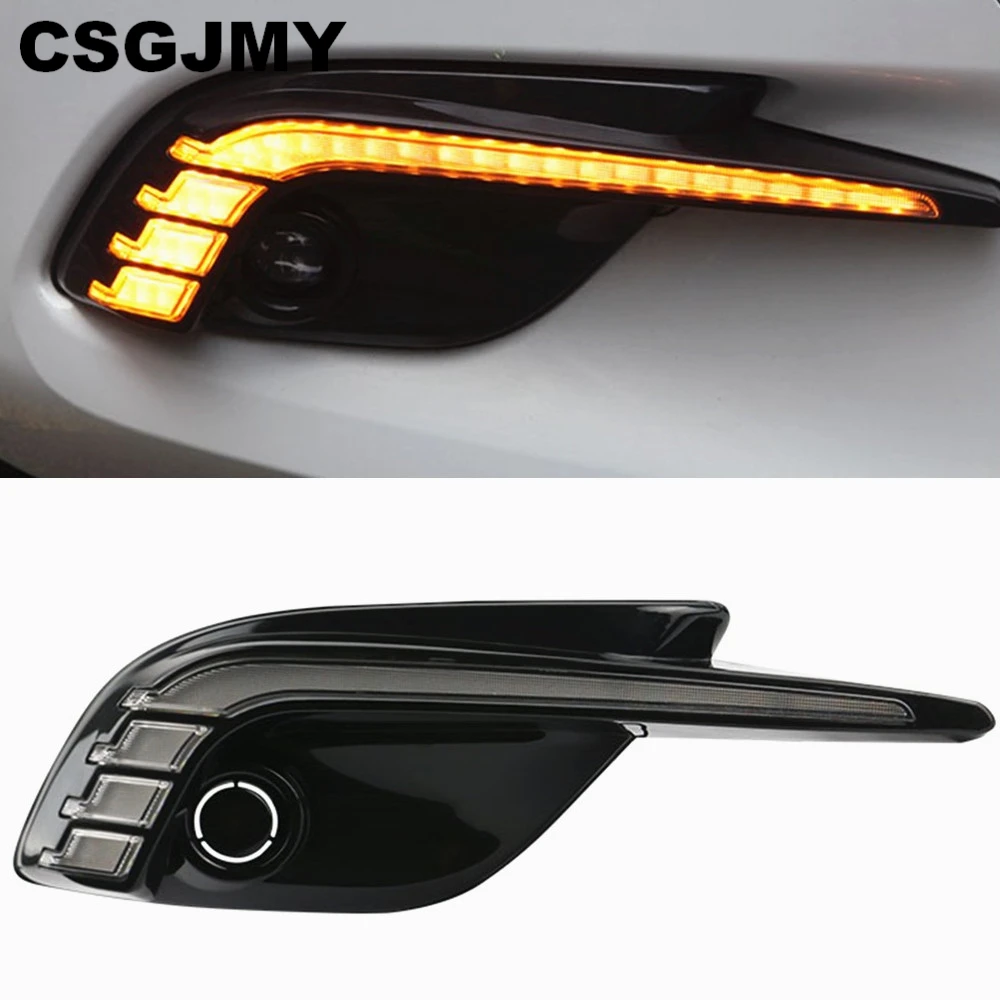 CSGJMY 2 шт. DRL для Mazda 3 мазда3 Axela дневные ходовые огни Противотуманные фары крышка фары 12 в дневной свет с поворотным сигналом