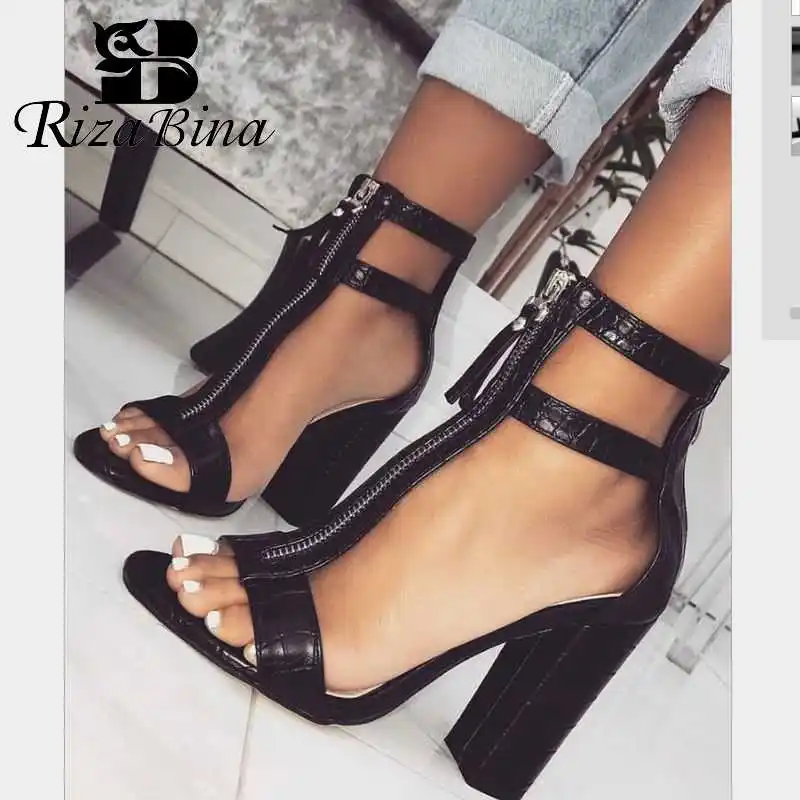 Женские сандалии гладиаторы на квадратном каблуке RIZABINA летние молнии с