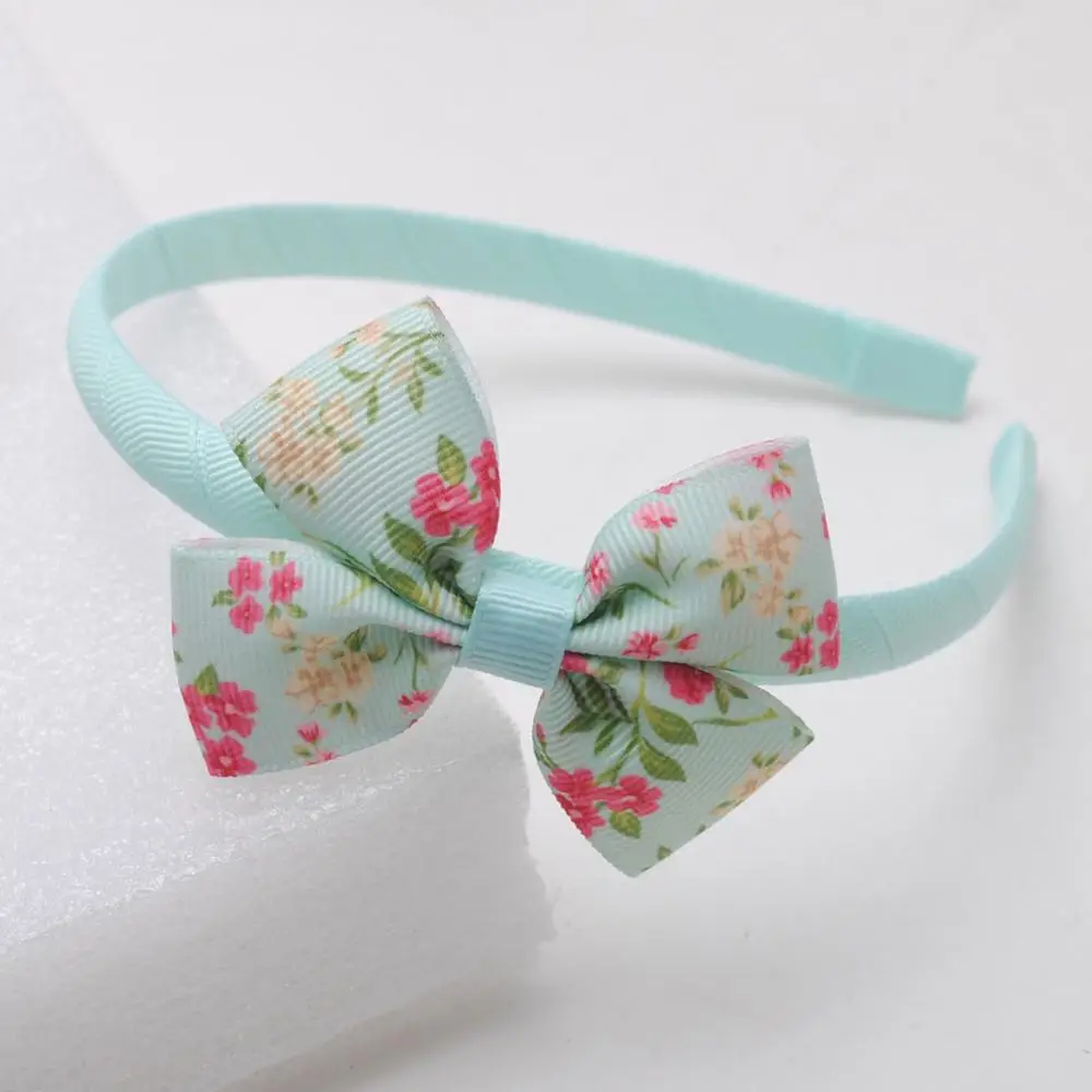 Aqua Hairbands 1 шт., аксессуары для волос, ободки для девочек, маленькие цветы, принт, маленькие бантики, детские повязки на голову, обруч для волос, изысканная тиара - Цвет: Aqua Hairbands