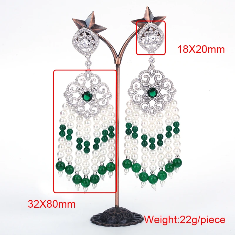 Boho Cz Циркон Разъем Подвески белый жемчуг старинный зеленый камень из бисера