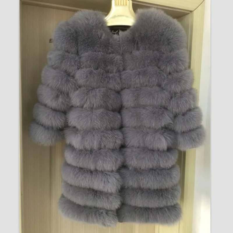 New Brand Winter Real Blue Fox Fur Coat Thick Warm Real fur Of Sables Women's Brown Long Jacket The fox fur Coat