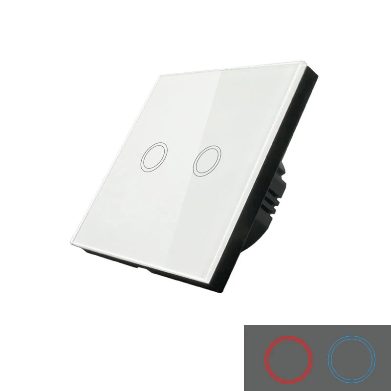 2 gang Switch Пульт дистанционного управления со стандартом ЕС Vhome, 2 комплекта, 1 способ, Хрустальная стеклянная Сенсорная лампа, настенный светильник, переключатель EV1527 220 В, автоматизация умного дома - Цвет: 2 gang Switch