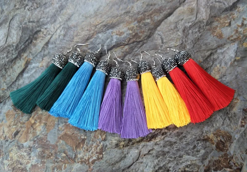 5 пар хлопковые шелковые кисточки для серег проложить кристалл горный хрусталь