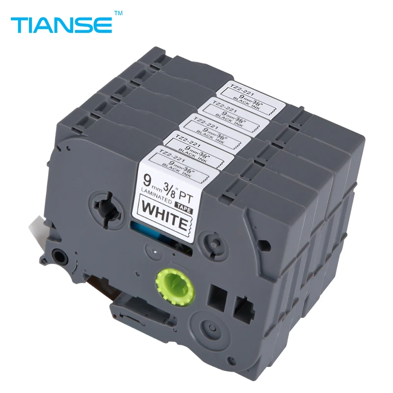 TIANSE 5 шт. TZe 221 9 мм черный на белом TZe221 TZ221 TZ лента для принтера Brother P touch label maker 3/8 &quotW
