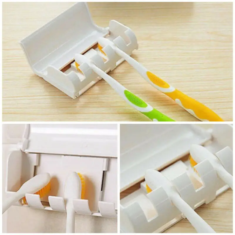 2018 Hot Selling White Automatic Toothpaste Dispenser + 5 Toothbrush Holder Set Wall Mount Stand | Дом и сад