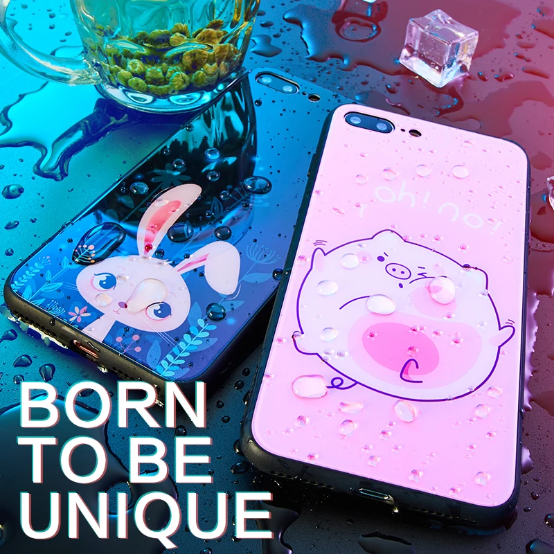 ASINA Tempered Glass Case For iPhone 8 Plus Luxury Original Cute Back Cover 6 6s 7 Xs Max Xr Bumpers |