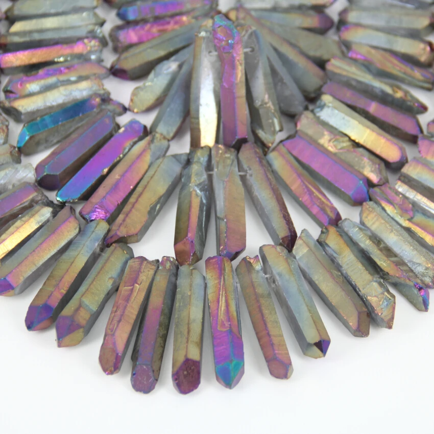 Ожерелье с кристаллами объемный бисер из натурального титана | Украшения и