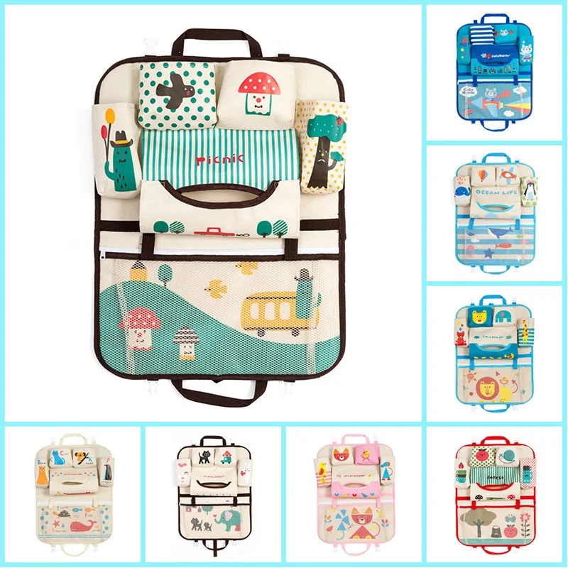 

Cartoon Animal Car Seat Back Child Paper Napkin Debris Bottle Cup Tablet Hanging Storage Bag Oxford Cloth Package Net Pocket