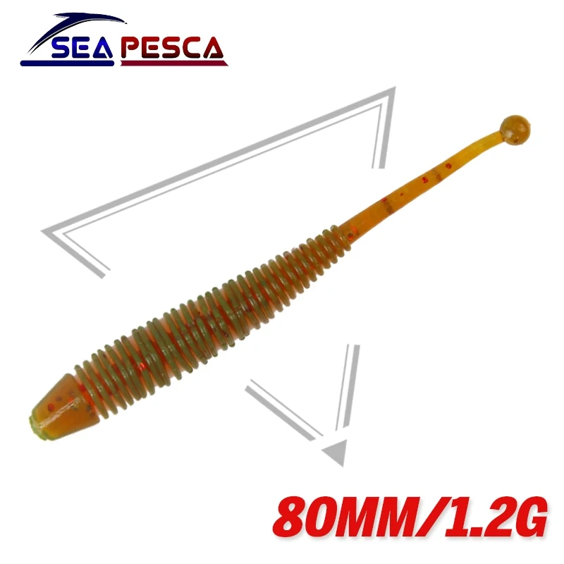 SEAPESCA 20psc/лот силиконовая приманка для рыбалки 80 мм 1 2 г Мягкая черви 6 видов цветов
