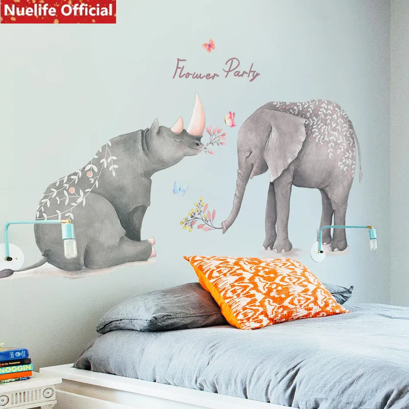 

Large Cartoon giraffe elephant pattern wall stickers kids room kindergarten living room kindergarten bedroom pvc wall stickers