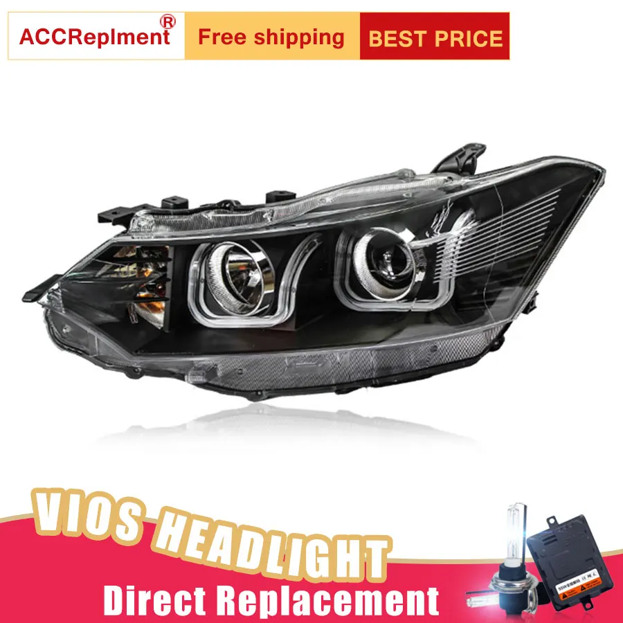 2 шт. светодиодный фары для Toyota Vios 2013-2016 Автомобильные ангельские глазки комплект