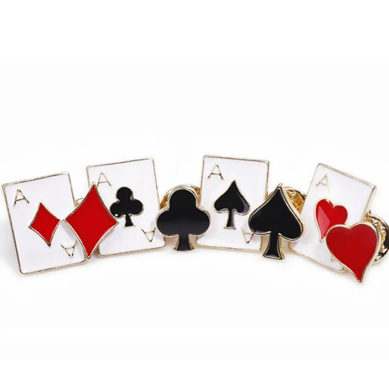 8pcs/lot Playing Cards Metal Poker Set Spade Club Pins Enamel Brooch Jewelry Brooches For Women lapel Pin Men Accessories CY001 | Украшения