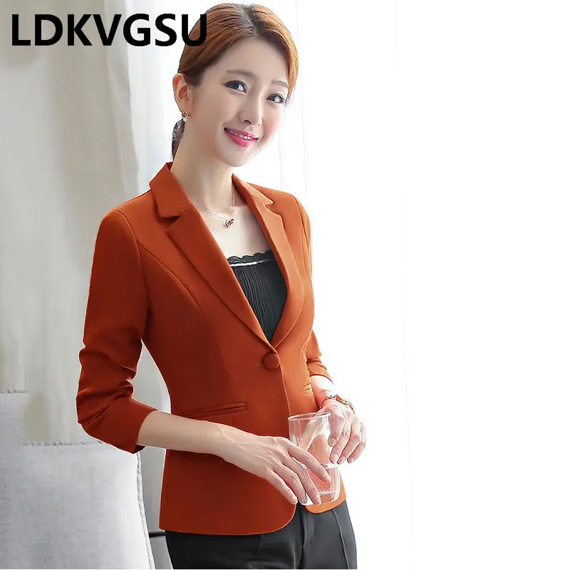 

Small Suit Jacket Female Long-Sleeved Wild Temperament Casual Spring Autumn Coat 2019 New Women Slim Short Blazer 5XL Is1611
