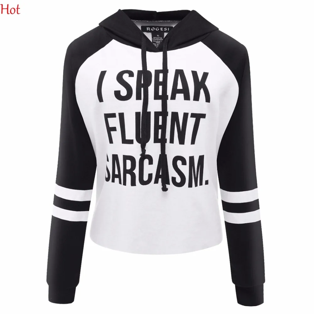 2017 Hot Women's Clothing Printing Letters Hoodies Hooded Sweatshirts Crop Tops Patchwork Hoody Women SVH031739 | Женская одежда