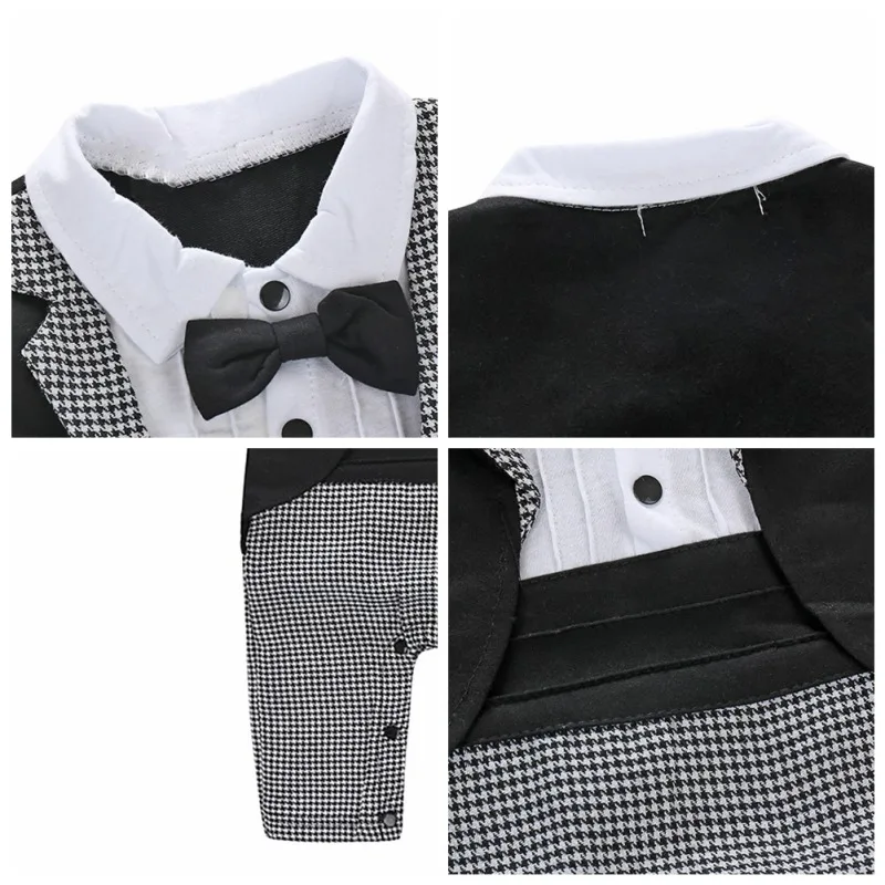 Baby Rompers Suit Cotton Boy Clothes Long Sleeve Bow Tie Bebe Newborn Jumpsuits Toddler Boys Costume 0-18M |