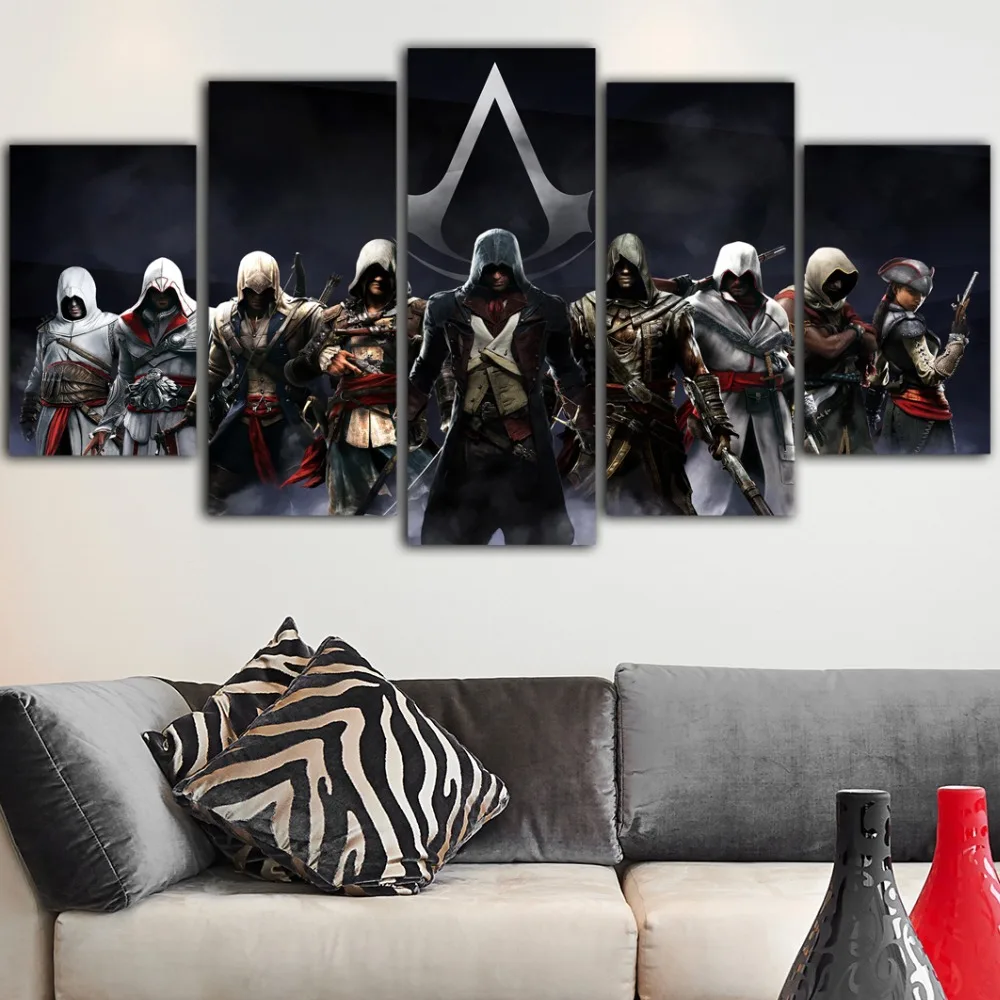 5 шт. холст печать скандинавский домашний декор Assassins Creed плакаты Искусство Холст