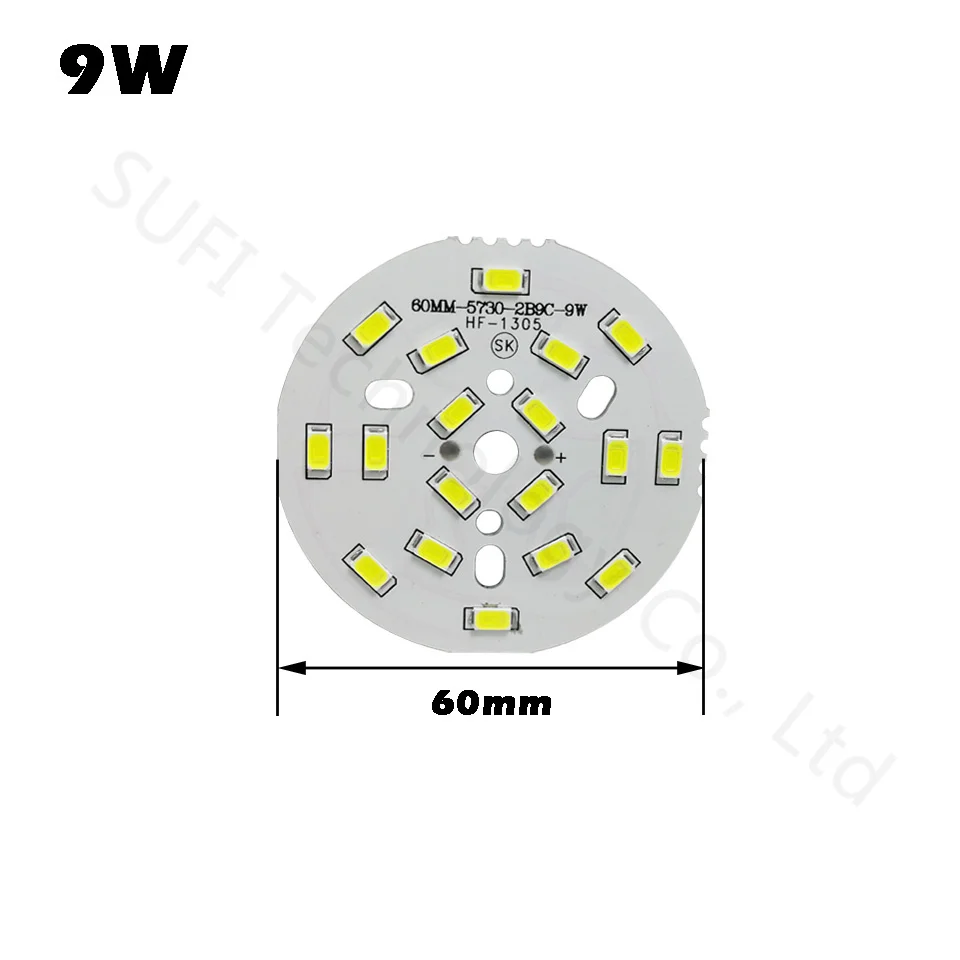 9W Высокая мощность, 3 Вт, 5 Вт, 7 Вт, 9 Вт, 12 Вт, 15 Вт, SMD5730, яркий светильник, светодиодный светильник, панель для потолка, точечный светильник, светильник-вспышка, PCB, светодиодный - Испускаемый цвет: 9W