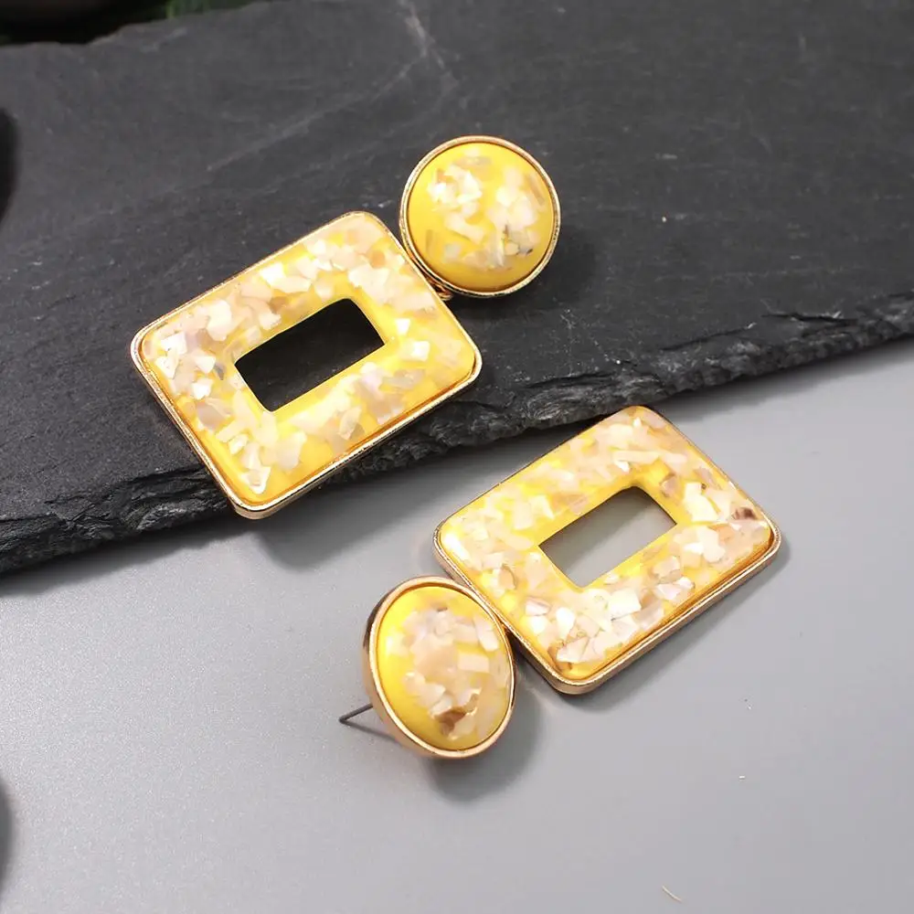 Квадратные акриловые Висячие серьги для женщин сплав массивные большие висячие