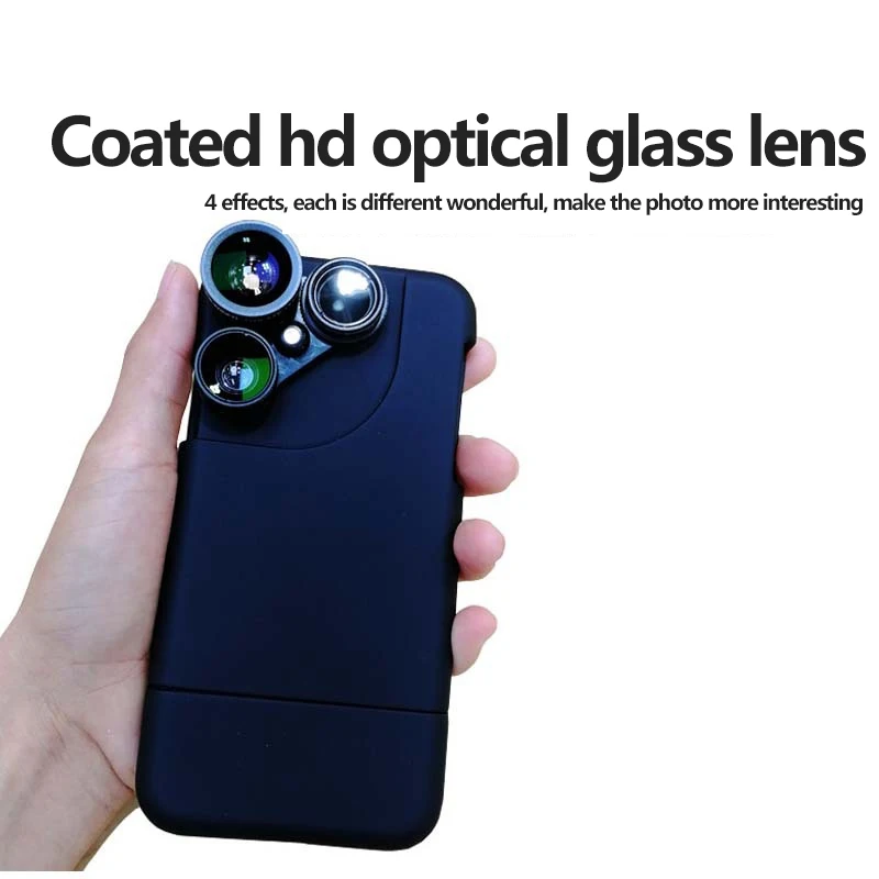 For Iphone X Lens New Four-in-One Photo Wide-angle Fish Eye Micro-distance Increasing Rotary Disc Camera Cell Shell | Мобильные