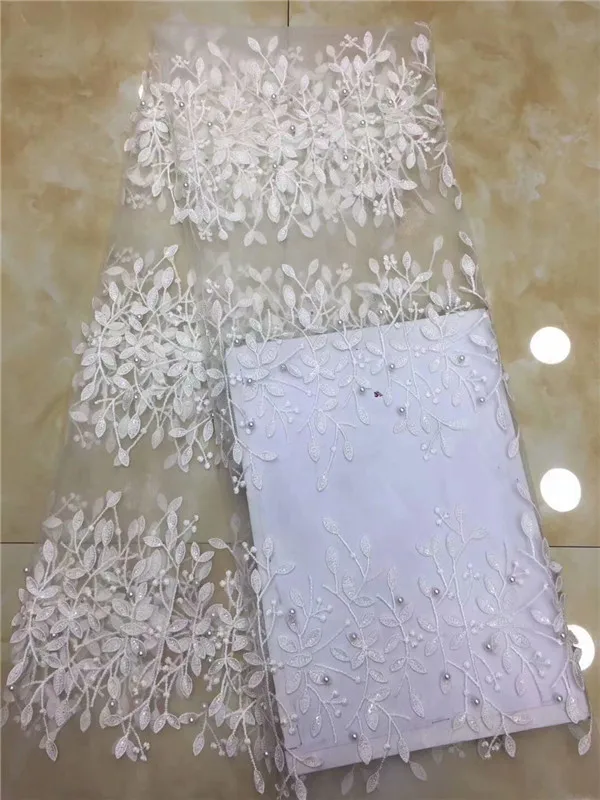 Новый дизайн африканские 3d кружевные ткани с бусинами высокая яркость для