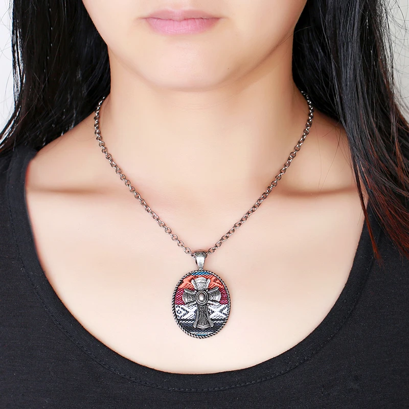 Набор сережек из тканевый крест кулон для мужчин и женщин античное серебряное