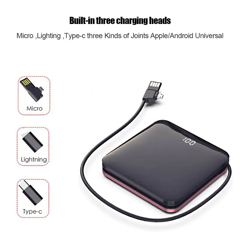 Внешний мини аккумулятор на 8000 мАч с зеркальным экраном быстрая зарядка А