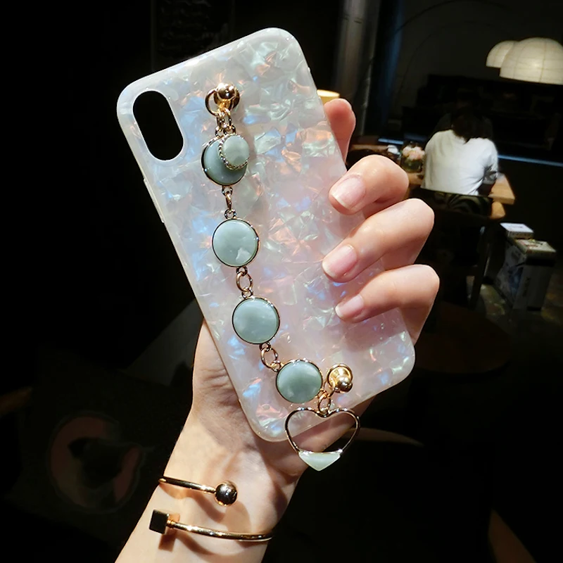 Для iPhone 6 6s 7 8 plus X Роскошный милый браслет с цепочкой в виде ракушек для девочек