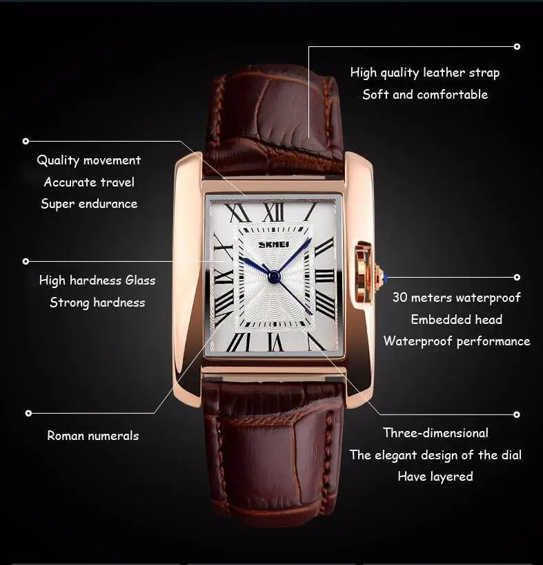 SKMEI Марка Для женщин Мода Повседневное кварцевые часы элегантный ретро леди