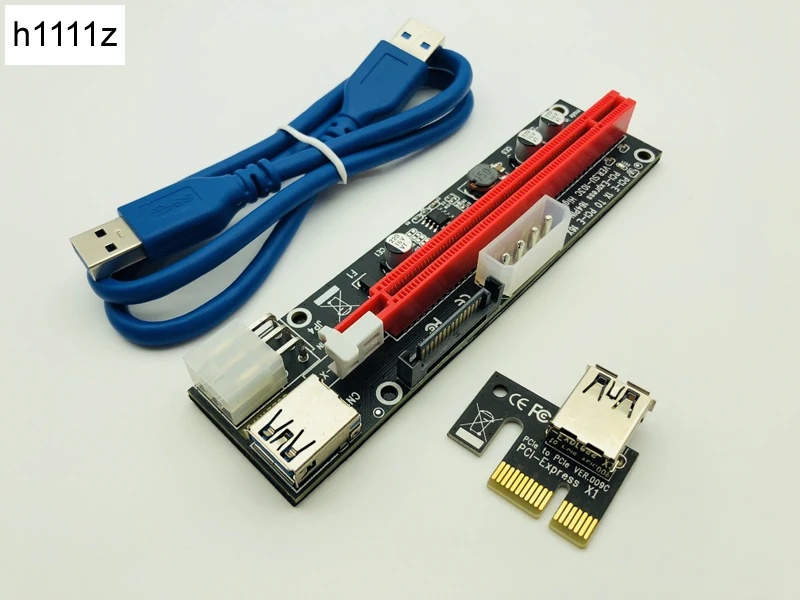 PCIe PCI E Express Riser Card 1x к 16x USB 3 0 кабель для передачи данных SATA 4Pin 6Pin IDE источник питания