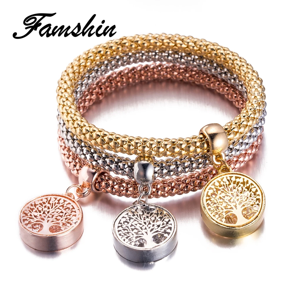 FAMSHIN 3 шт./компл. Винтажный дизайн австрийские стразы золотой цвет подвеска