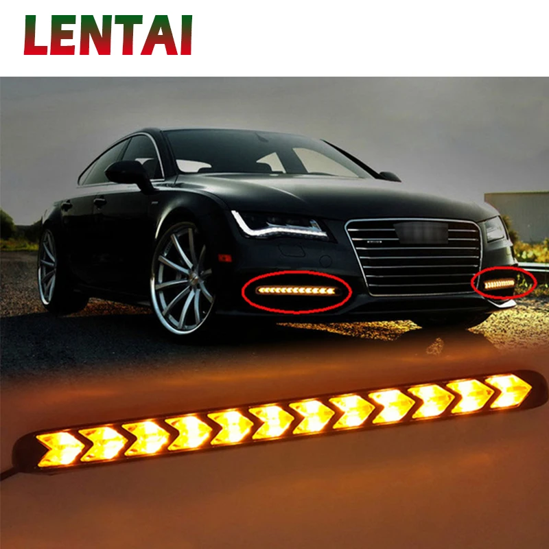 LENTAI 1 набор Автомобильный светодиодный DRL Противотуманные светильник
