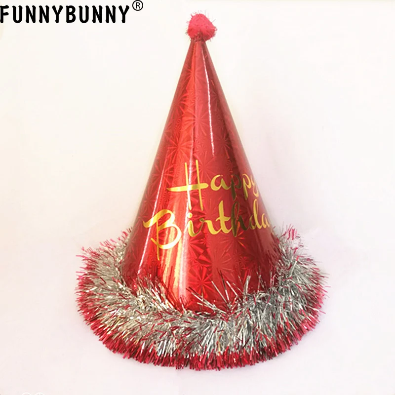 Праздничные шапки FUNNBUNNY с бахромой из фольги ассорти для первого дня рождения