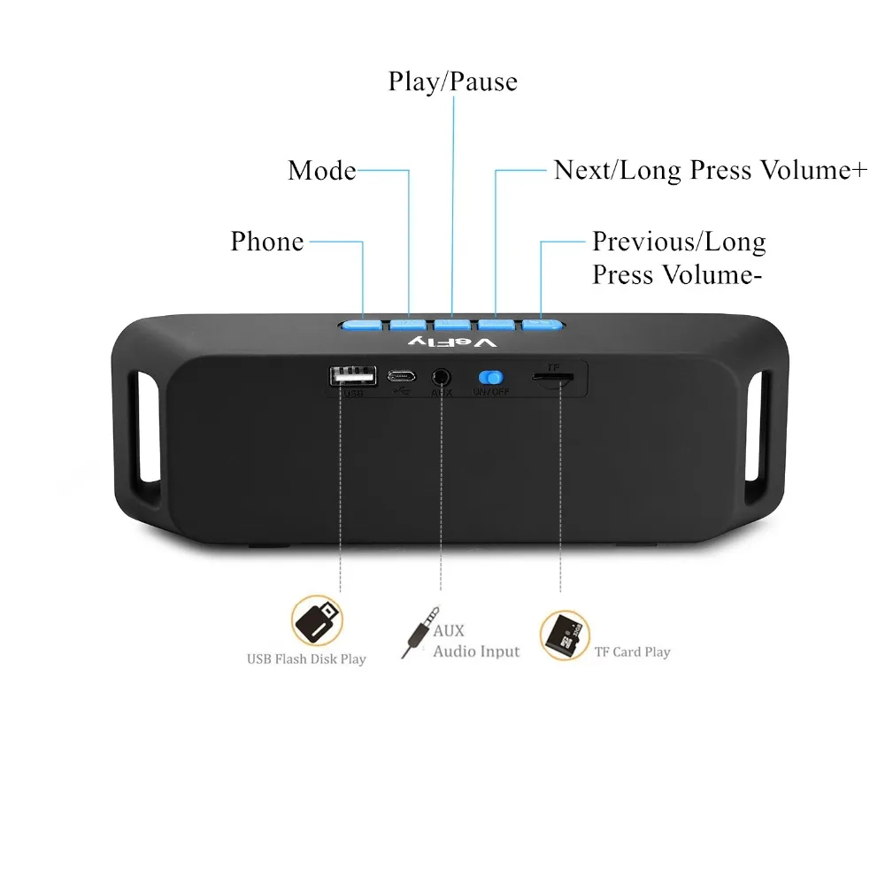 Автомобильная bluetooth Колонка VeFly портативная музыкальная колонка с mp3