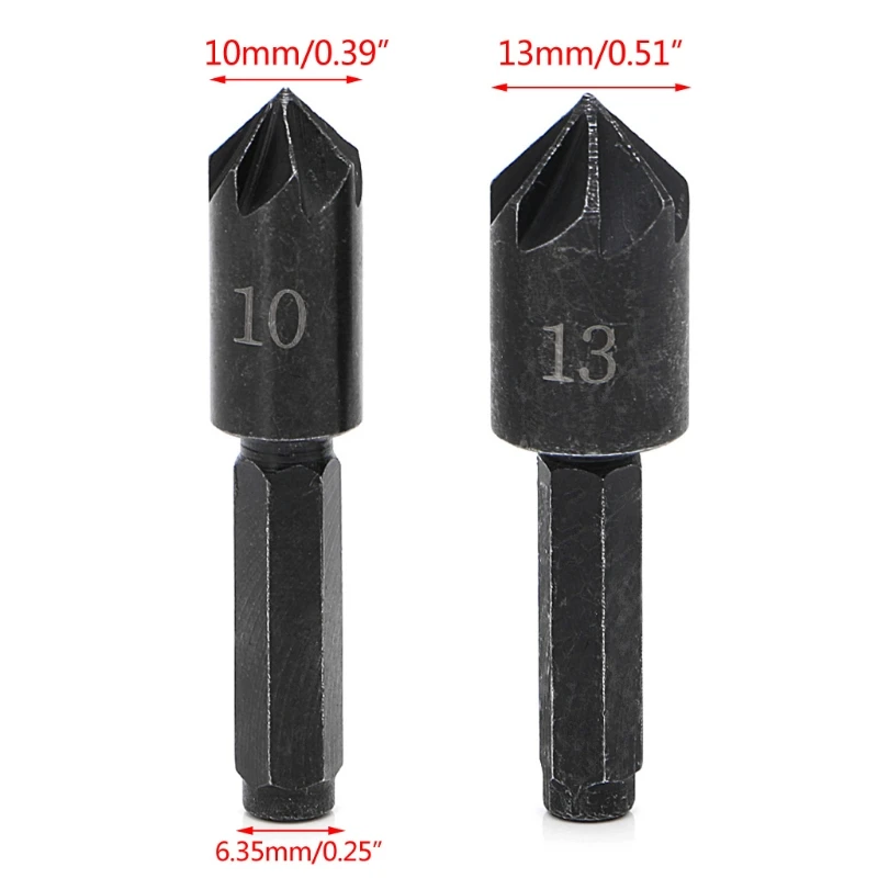 

2Pcs 1/4" Hex Shank 7 Flute Countersink Drill Bit Counter Sink Chamfer Cutter