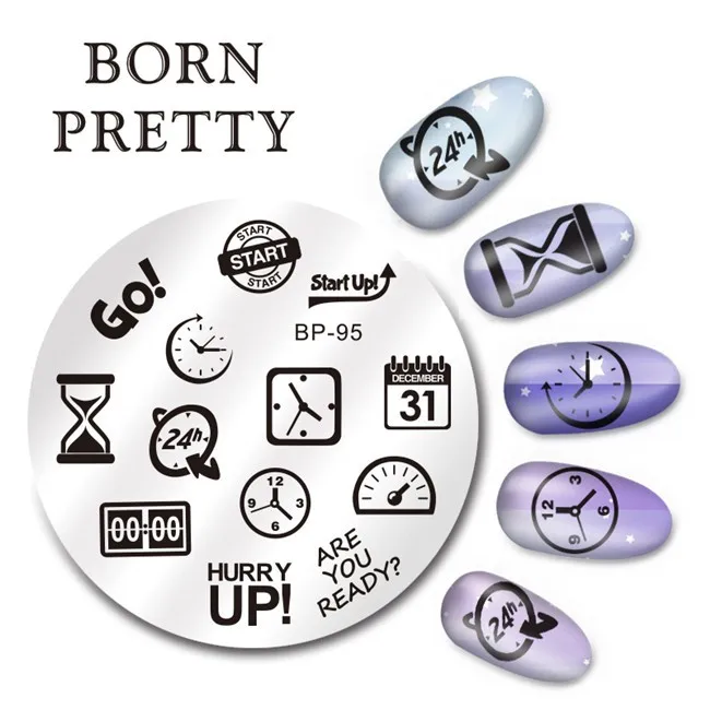 1 шт BORN PRETTY 5,5 см круглый дизайн ногтей штамп шаблон бабочка цветок часы песочные часы кошки дизайн маникюрная пластина с изображениями для нейл-арта