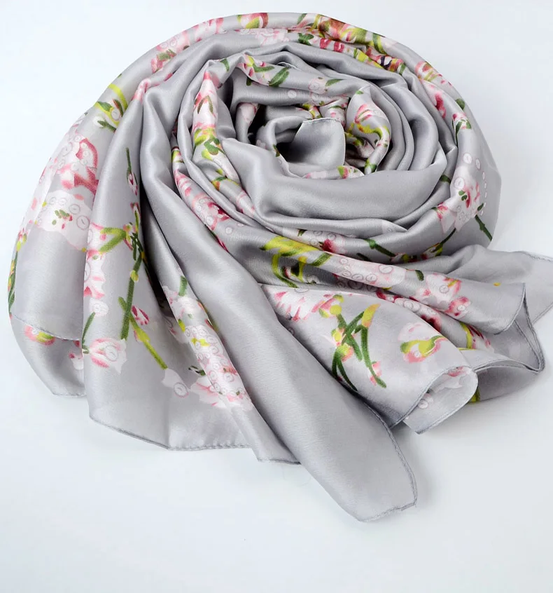 

Oversize scarf 100% Silky Scarf women All-Match Long Female Flower Big Shawls and wraps Floral hijab foulard sunscreen cape