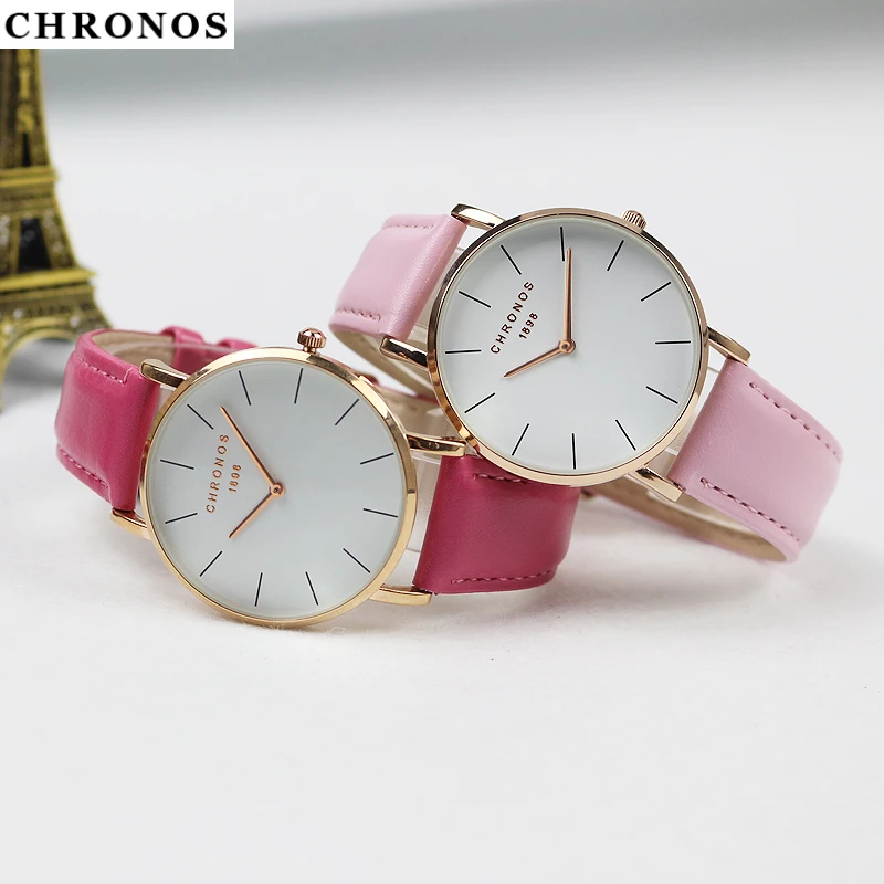 Chronos Новое поступление Для женщин Часы моды Смотреть розовое золото кварцевые