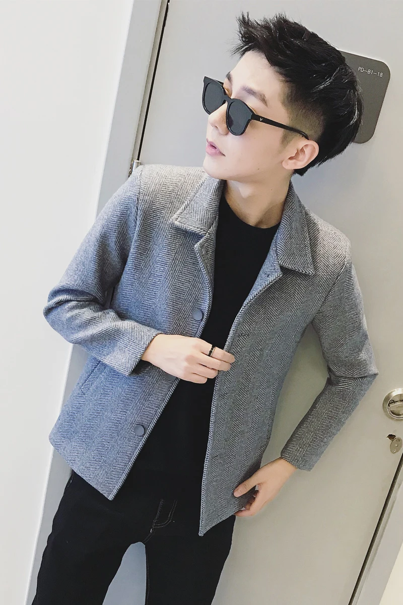 Шерстяная куртка Мужская короткая Корейская версия Новинка Зима 2018 британская