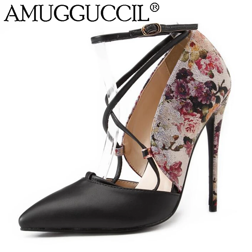 Женские туфли на высоком каблуке черные красные бежевые лодочки с пряжкой модель