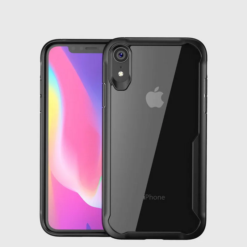 Black Прозрачный чехол для iPhone 11 Pro X, XR, XS, Max, 5 S, SE, мягкий бампер, тонкий, жесткий, прозрачный, задний, противоударный чехол для iPhone 6, 6 S, 7, 8 Plus - Цвет: Black