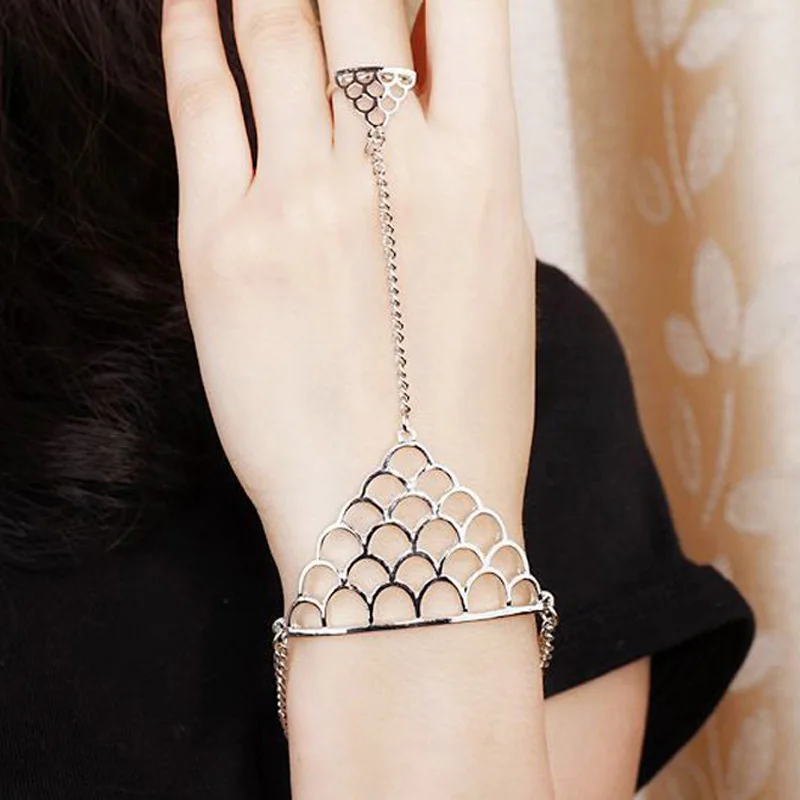 Женское кольцо чокер с золотым и серебряным покрытием|ring split|ring bracelet chainring to wrist |