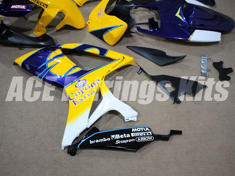 ABS Обтекатели комплект для SUZUKI GSXR600 GSXR750 06 07 R600 R750 K6 GSXR 600 750 2006 2007 пользовательских желтый синий Corona