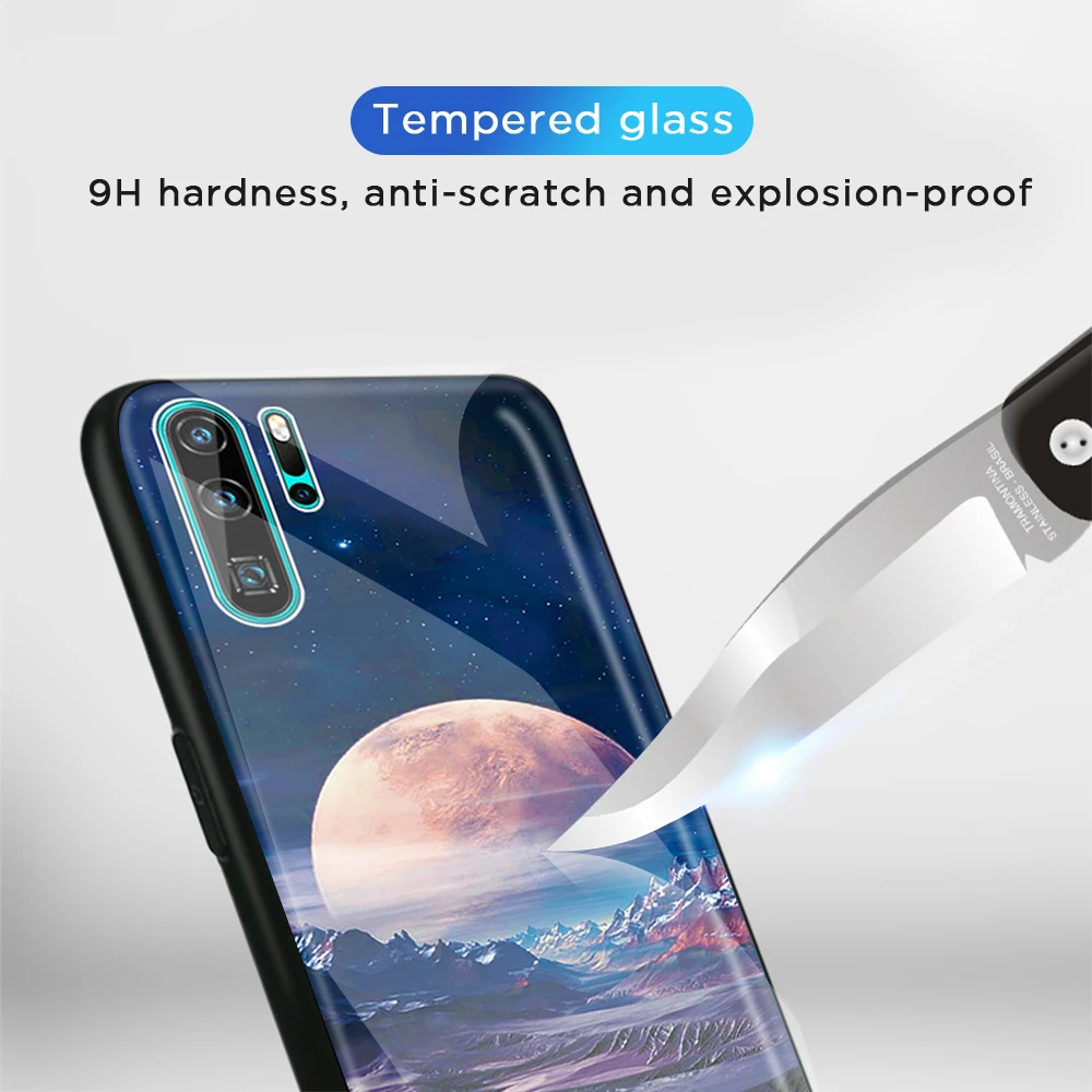 Glass Phone Case For Huawei P30 P20 Lite Pro Star Sky Pattern Tempered Mate 20 10 Mate20 | Мобильные телефоны и