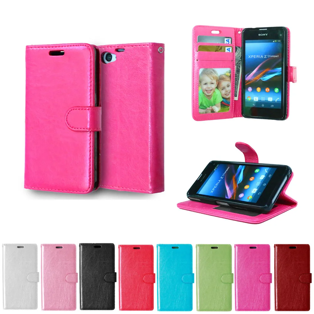 Для Sony Xperia Z1 Z 1 Compact D5503 чехол однотонный кошелек фоторамка Флип кожаный для