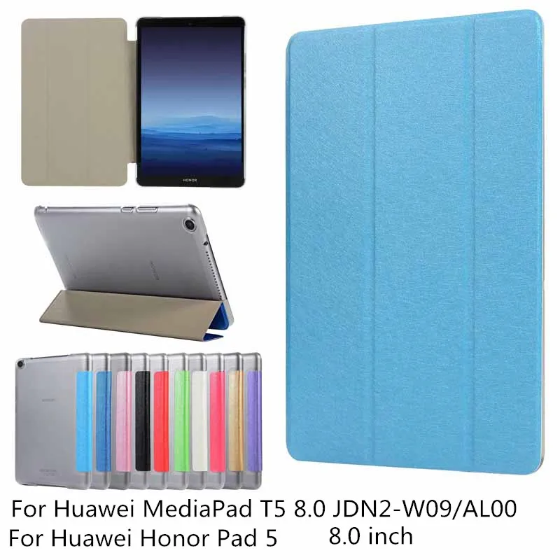 3 раза тонкий прозрачный PU кожаный чехол для Huawei MediaPad T5 8 0 JDN2 W09/AL00 дюймовый Honor Pad 5